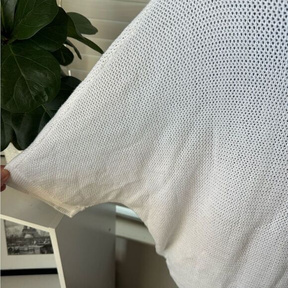 Magaschoni Pointelle Knit Pullover Top M White Short Sleeve Formal Casual NWT - Picture 7 of 9